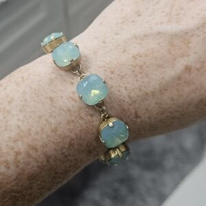 Catherine Popesco Gold Bracelet with Aqua Stones